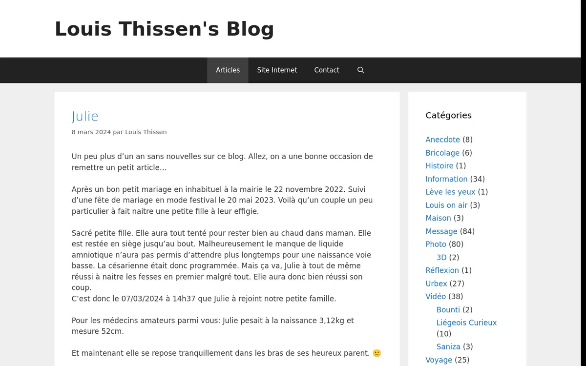 Screenshot of the blog.louisthissen.com website