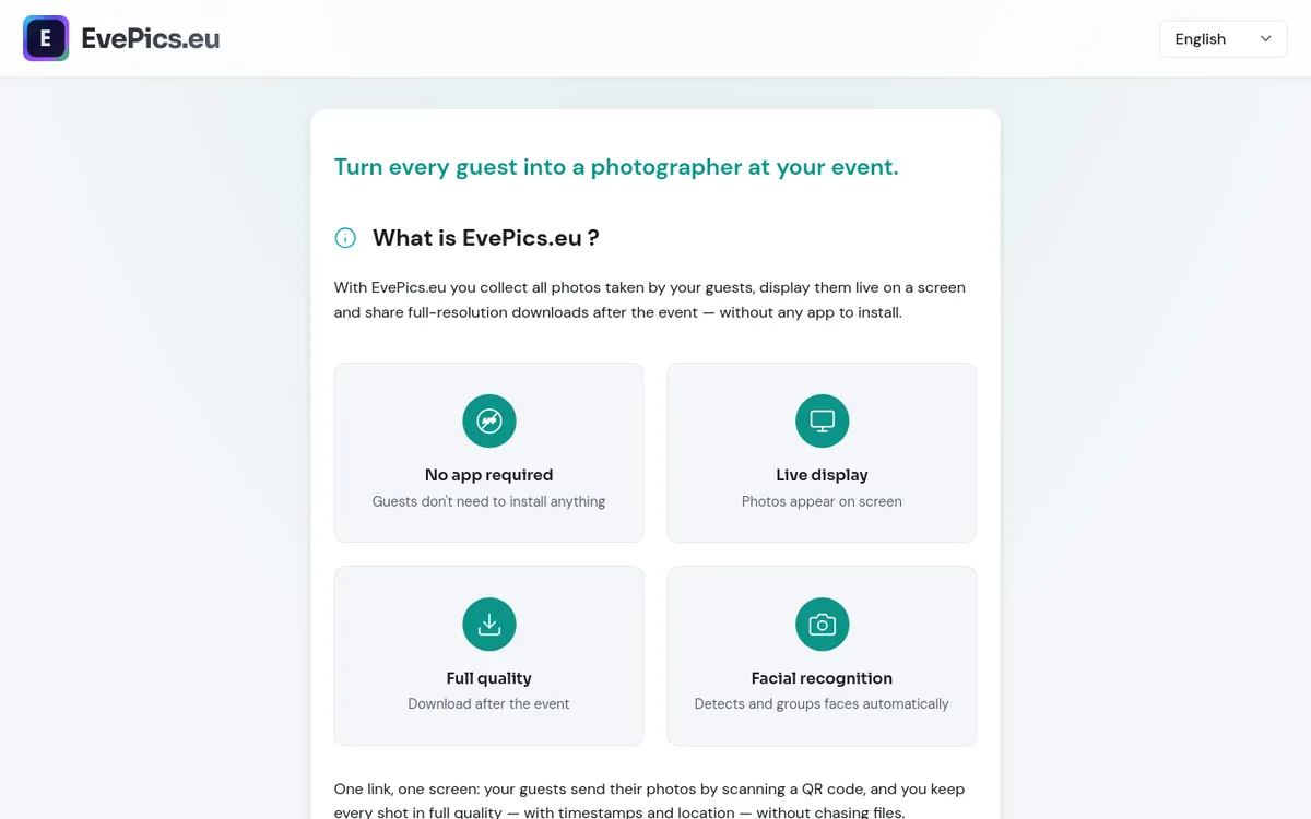 Screenshot of the evepics.eu website