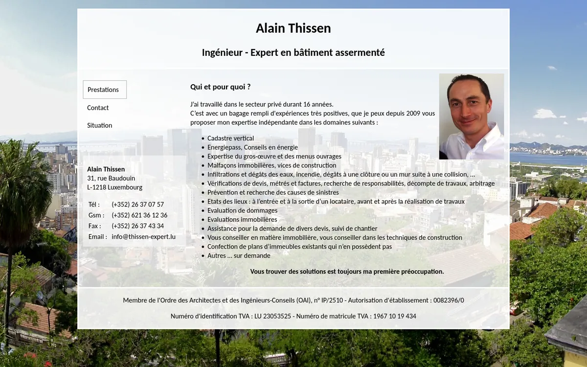 Screenshot of the thissen-expert.lu website